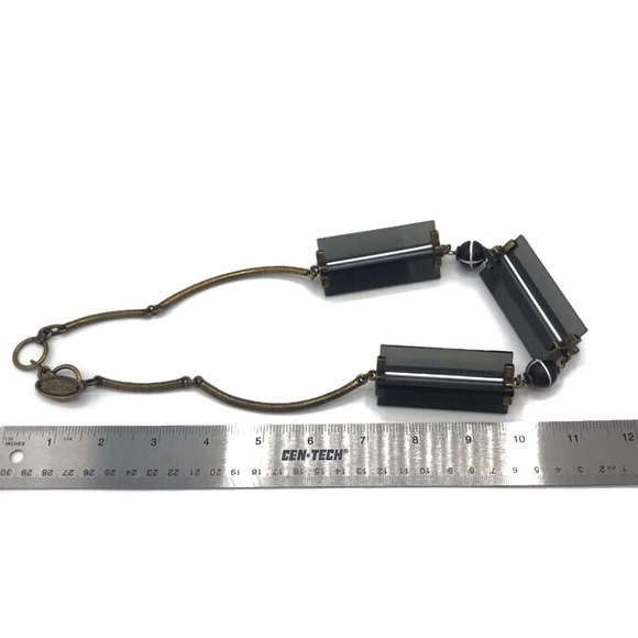 Lela Rose Designer Chunky Acrylic Gold Tone Statement Collar Necklace Toggle - Picture 8 of 9